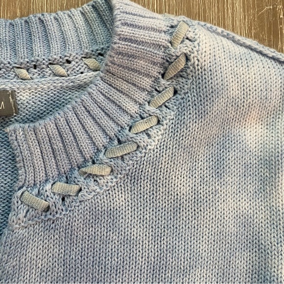 Wit & Wisdom Lightweight NWT Women Blue Tan Tie-dye Pullover Sweater 100%Cotton - Picture 15 of 16